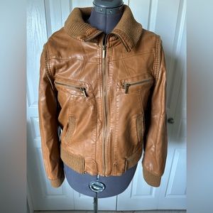 Caramel coloured Faux Leather Jacket